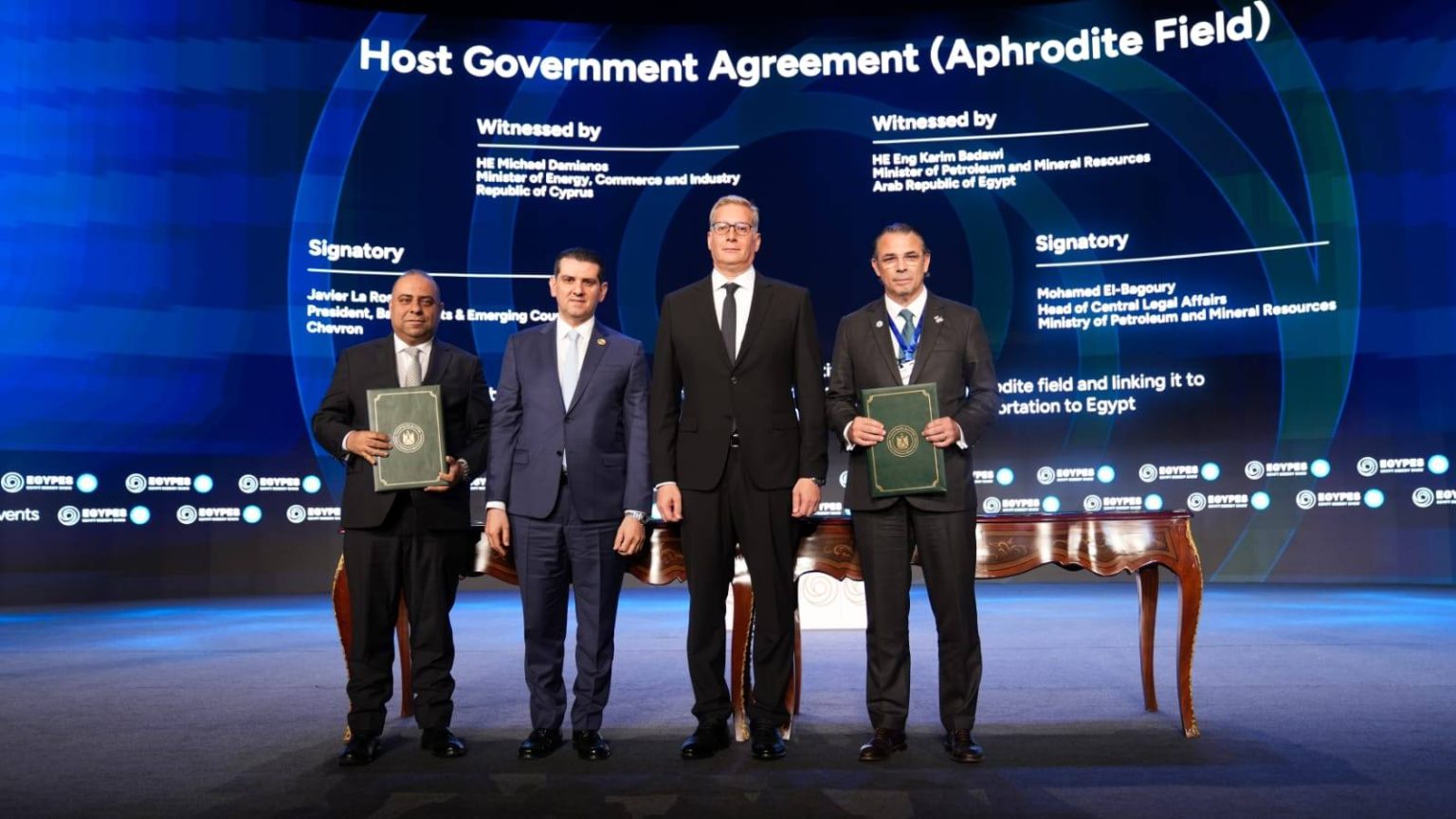 على هامش مؤتمر “إيجبس 2026”.. وزير البترول ونظيره القبرصي يشهدان توقيع اتفاقية هامة لتسريع ربط حقل “أفروديت” بمصر